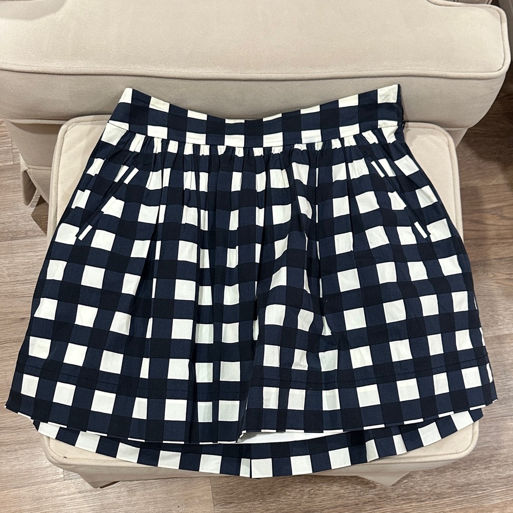 Banana Republic Checkered Navy and Cream Mini Skirt